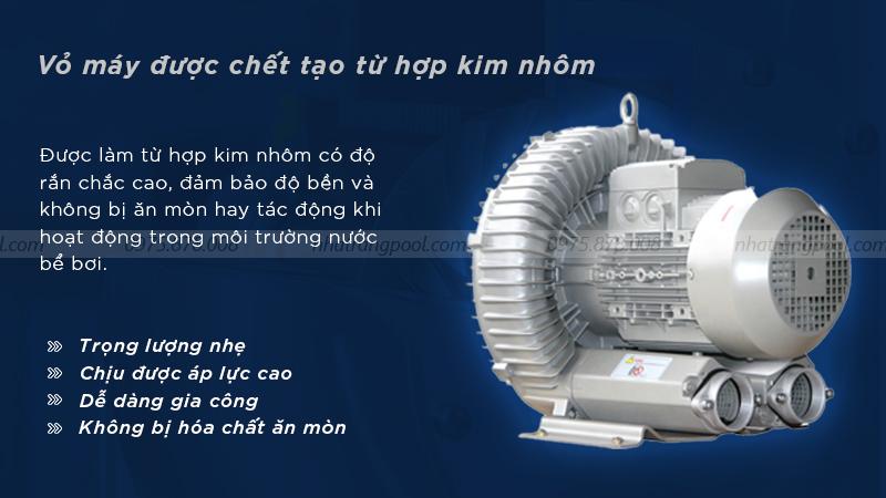 Máy thổi khí cho hệ thống massage SKH 250T1 có vỏ được làm từ hợp kim nhôm