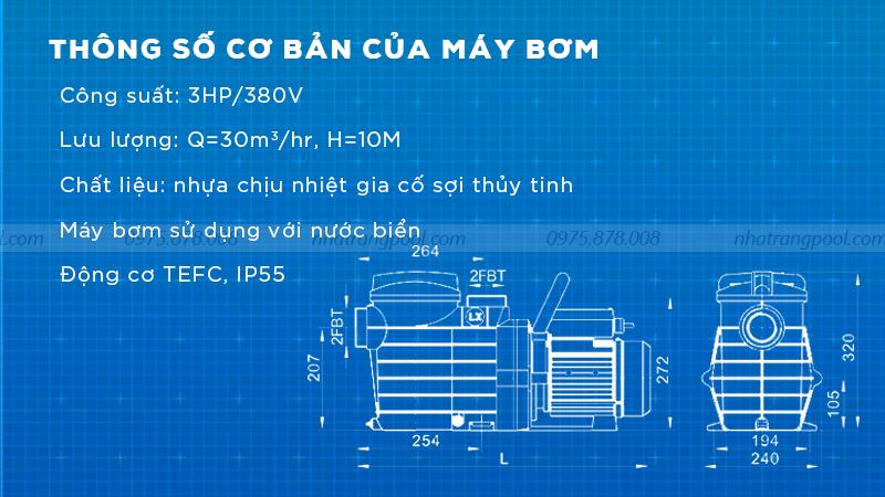 Thông số kỹ thuật máy bơm lọc 3HP - 380V MXB300