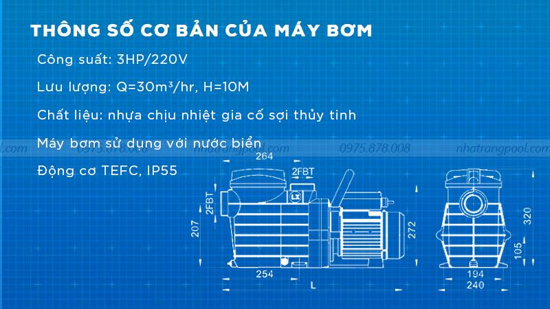 Thông số kỹ thuật máy bơm lọc 3HP- 220V Minder MXB300