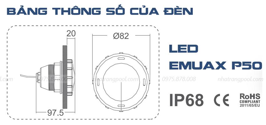 Thông số sản phẩm đèn bể bơi LED-P50