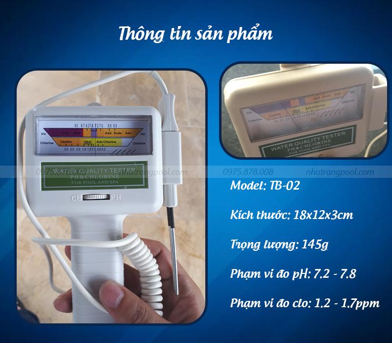 Thông tin về sản phẩm Thiết bị kiểm tra nồng độ PH và Clo cầm tay TB-02