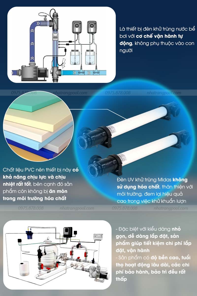 đặc điểm bộ đèn UV Midas khử trùng nước