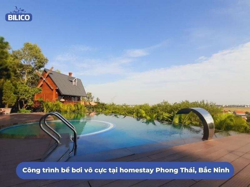 Bể bơi vô cực tại homestay Phong Thái, Bắc Ninh